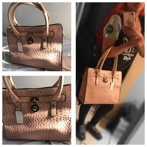 💖 NWT Nude Blush Satchel Gold Handbag Stylish